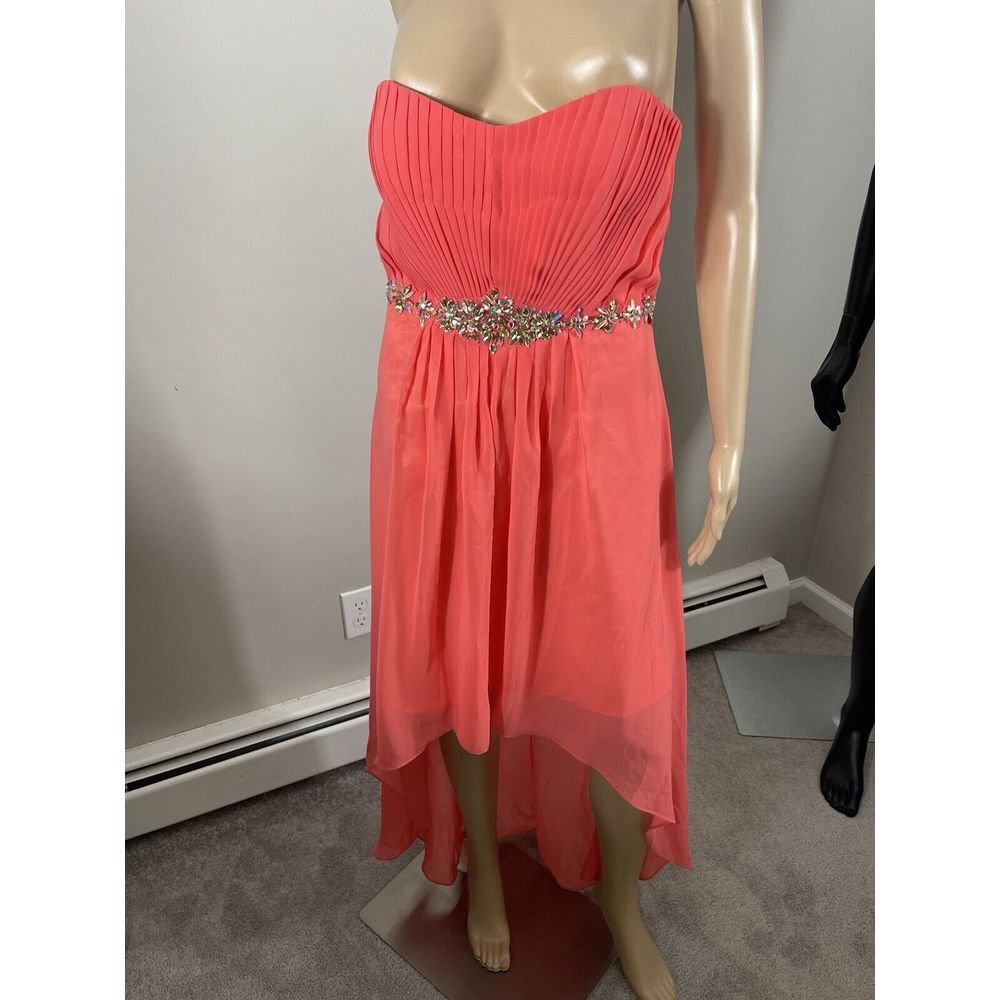 May Queen Couture 10 Pink Strappy Rhinestone‎ Accent Maxi Chiffon Formal Dress